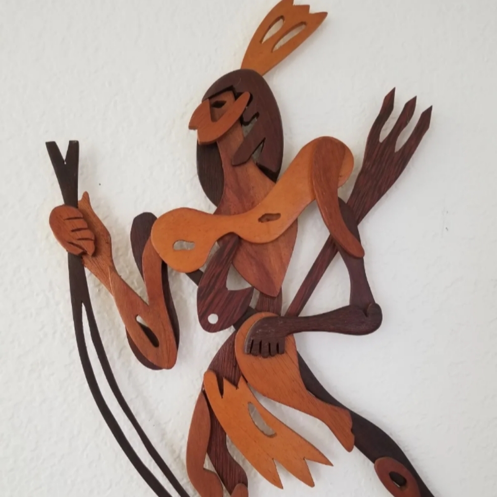1960s Very Rare French Wooden Wall Warrior wall decor